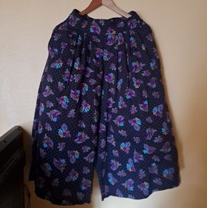 80s 90s palazzo culottes pants vintage floral paisley